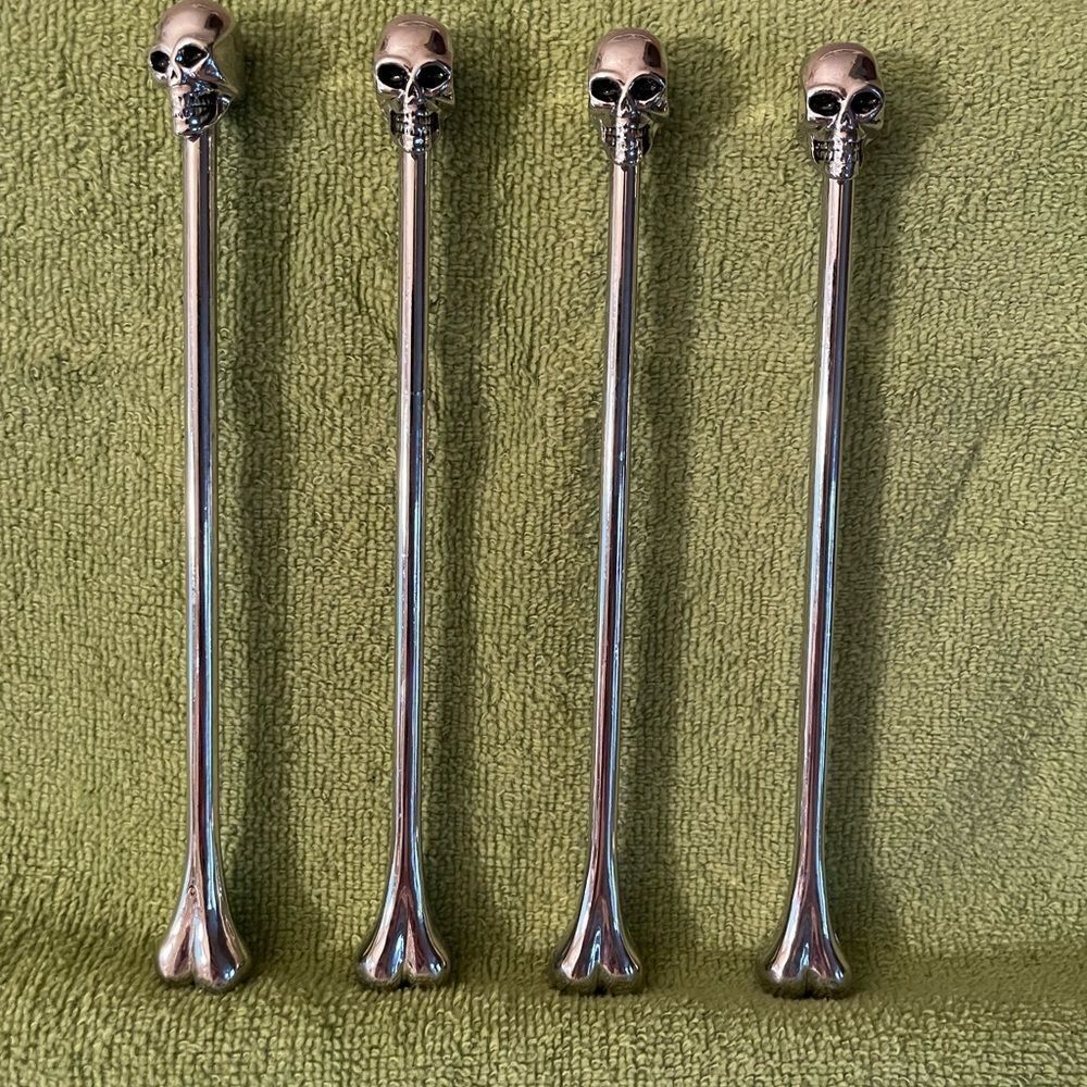 Pottery Barn Skull Bone Metal Stir Sticks set of 4